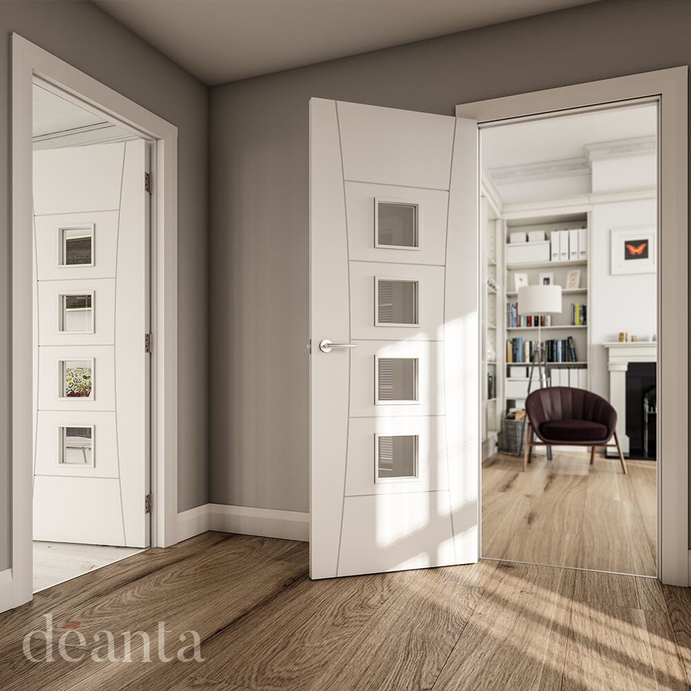610x1981x44mm (24") Pamplona Glazed White Fire Door