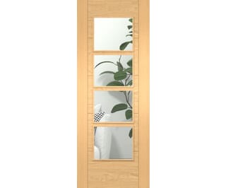 Iseo Oak 4 Light Clear Glazed - Prefinished Fire Door