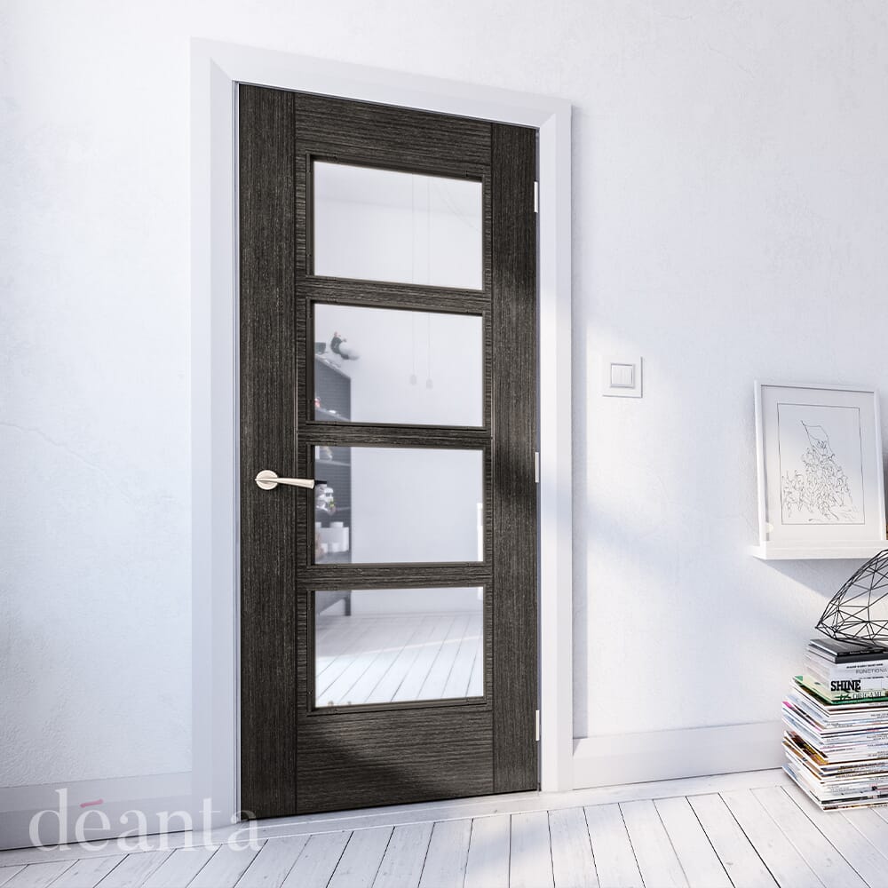 Montreal Dark Grey Ash Glazed - Prefinished Fire Door at Vibrant Doors