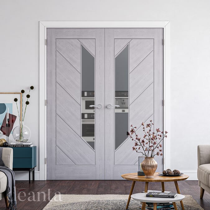 Torino Light Grey Ash Glazed - Prefinished Fire Door