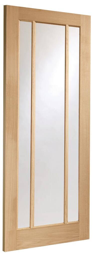 Worcester Oak 3 Light - Clear Glass Fire Door