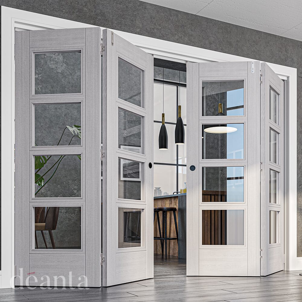 838x1981x44mm (33") Montreal Light Grey Ash Glazed - Pre-Finished Fire Door