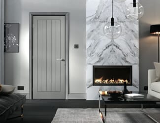 Textured Vertical 5P Grey Fire Door