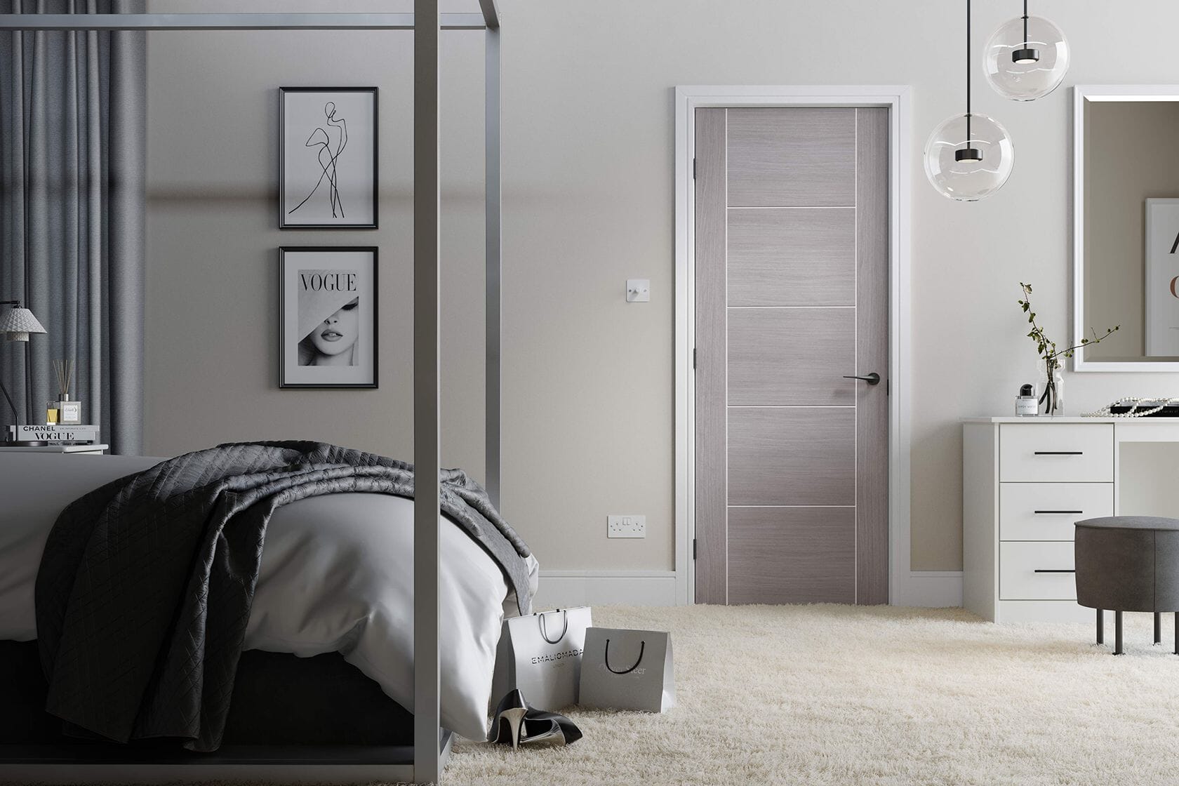 Vancouver Light Grey - Prefinished Fire Door
