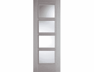 Vancouver Light Grey 4 Light - Clear Glass Prefinished Fire Door