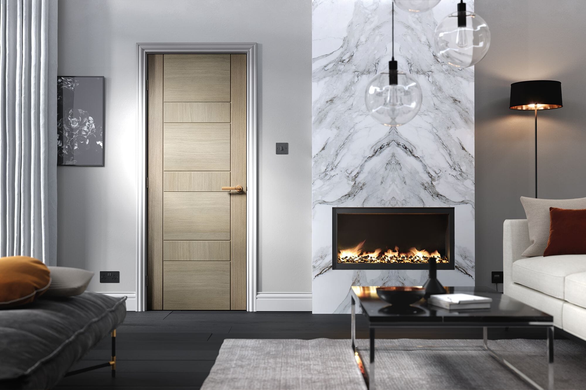 Edmonton Light Grey - Prefinished Fire Door