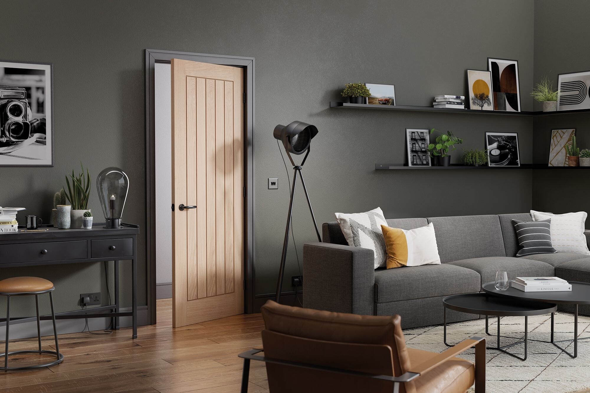 838x1981x54mm Belize Oak - Pre-Finished FD60 Fire Door