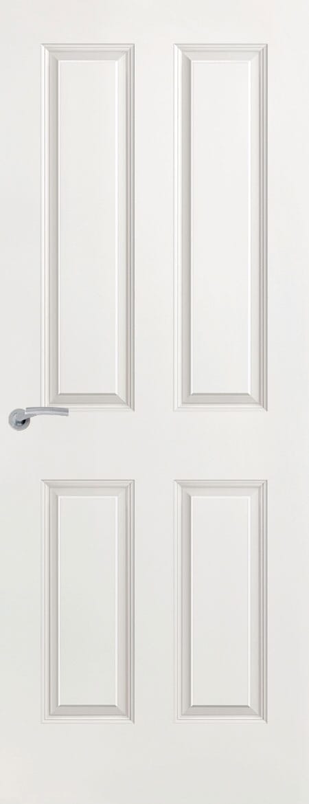 Premdor White Moulded Smooth 4 Panel FD60 Fire Door At Vibrant Doors