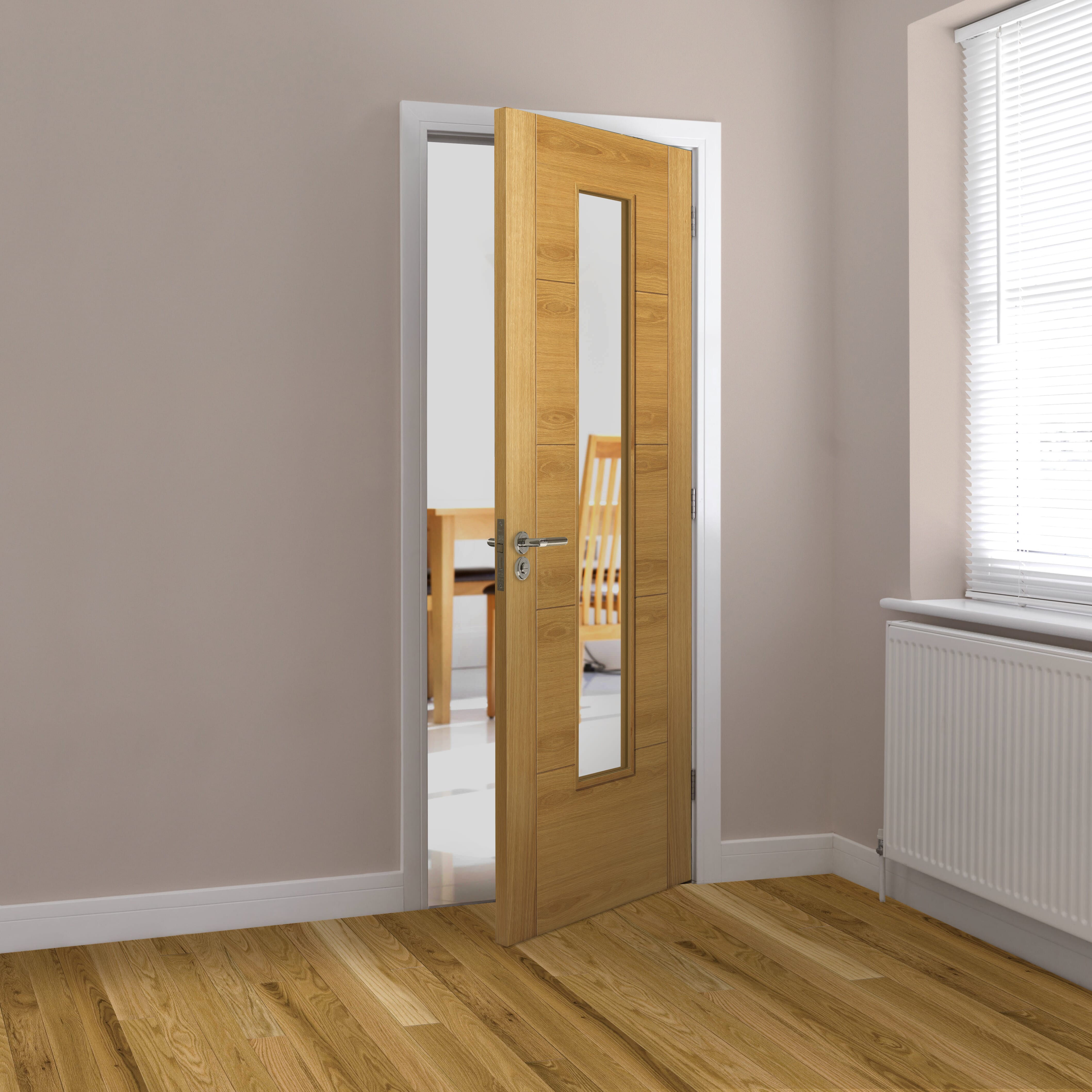 Emral Oak Glazed Prefinished Fire Door at Vivid Doors