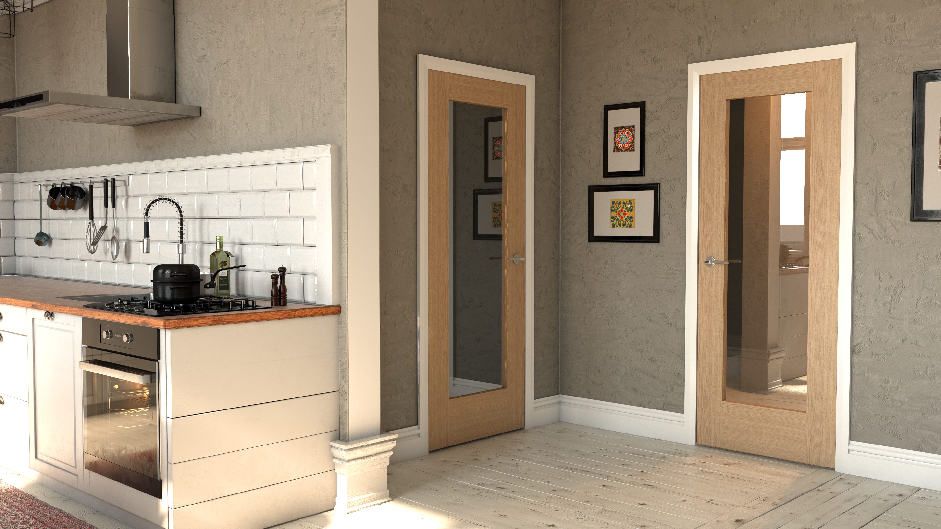 P10 Oak Clear Glazed Fire Door