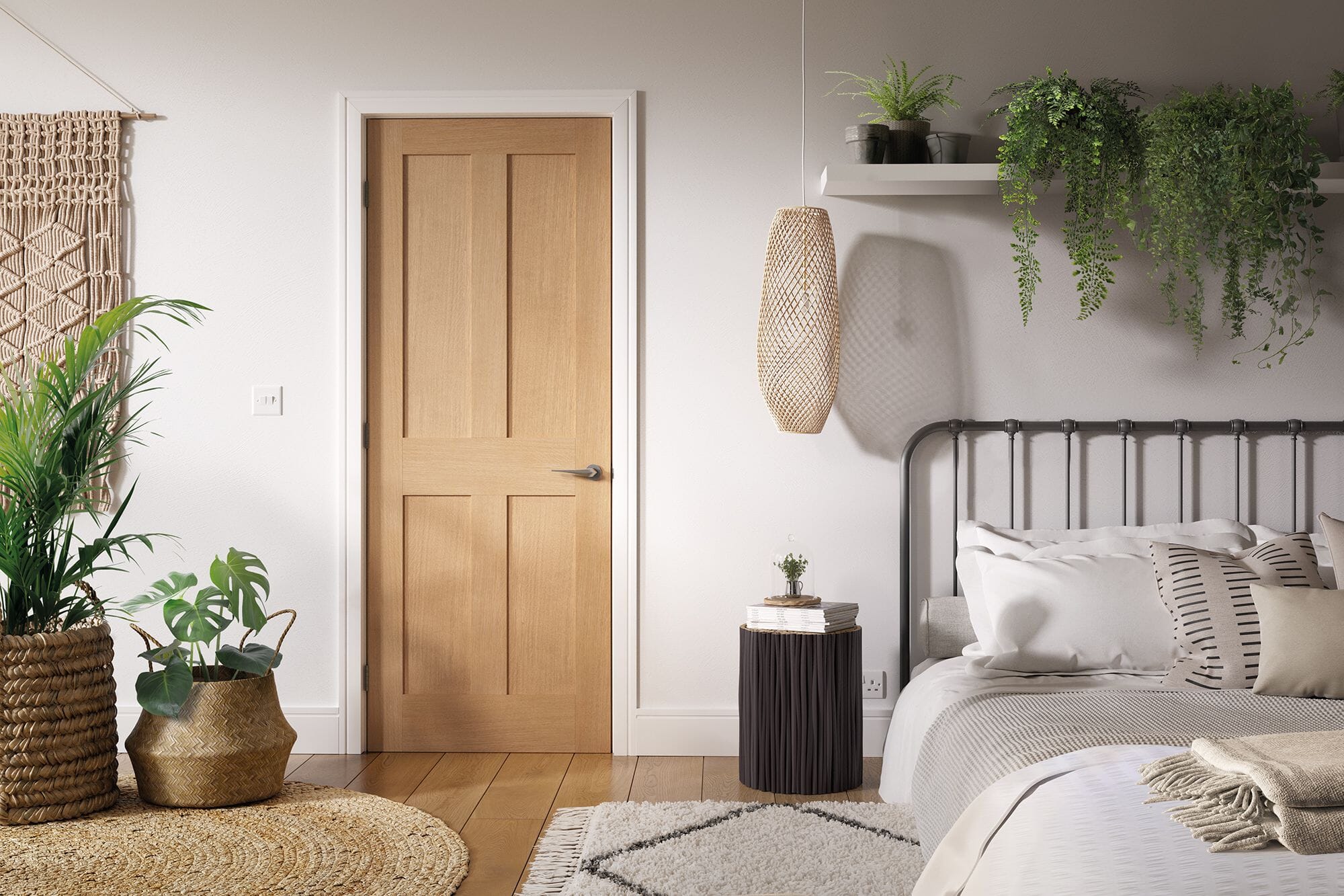 London Oak 4 Panel Fire Door
