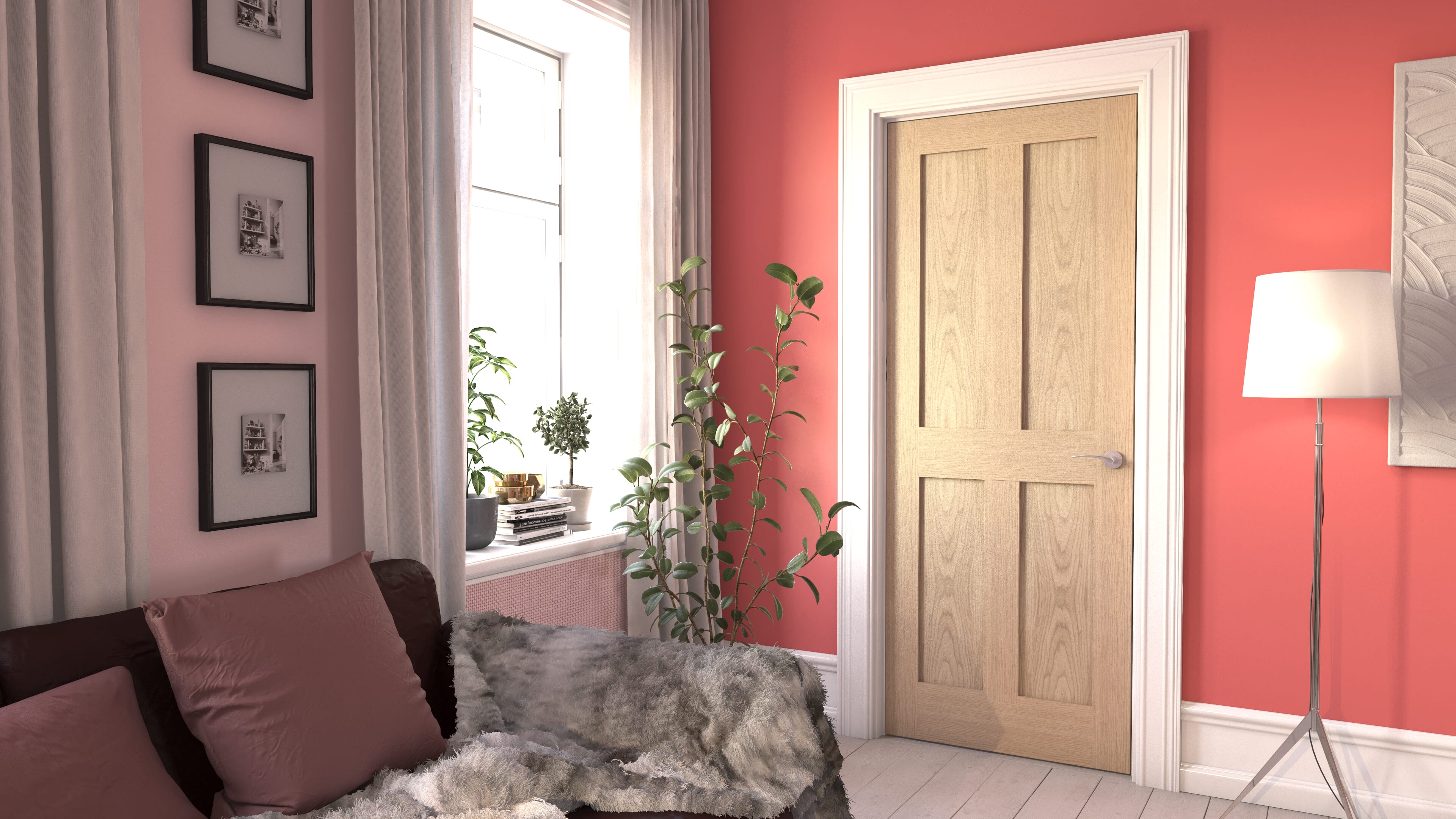 Oak Victorian 4 Panel Shaker Fire Door