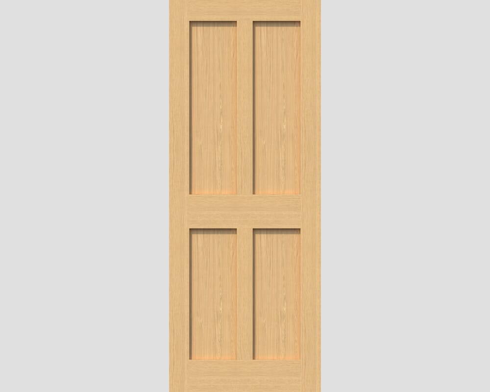 686x1981x44mm (27") Oak Victorian 4 Panel Shaker Fire Door