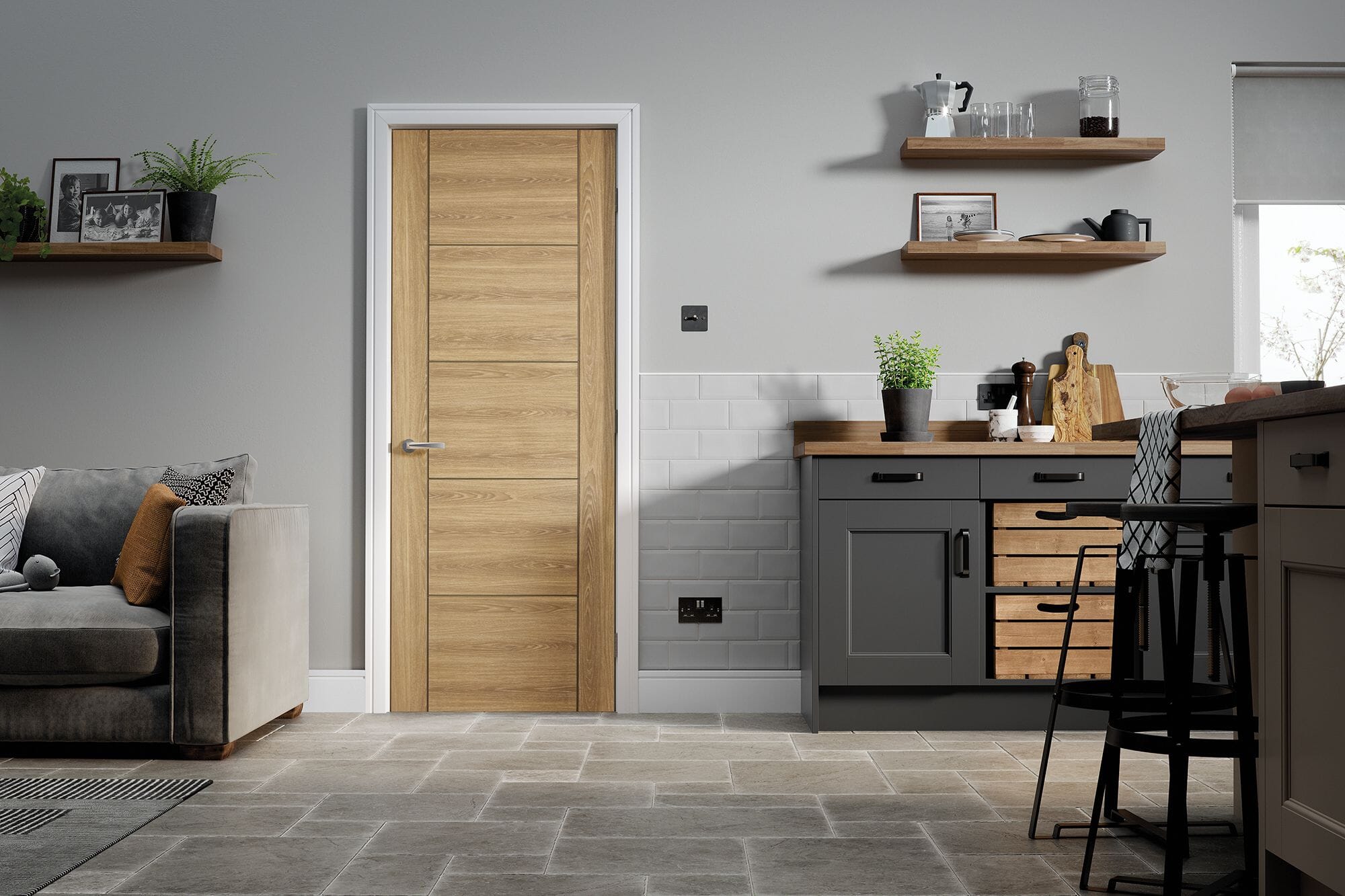 1981 x 838 x 44mm (33") Vancouver Oak Laminate FD30 Fire Door