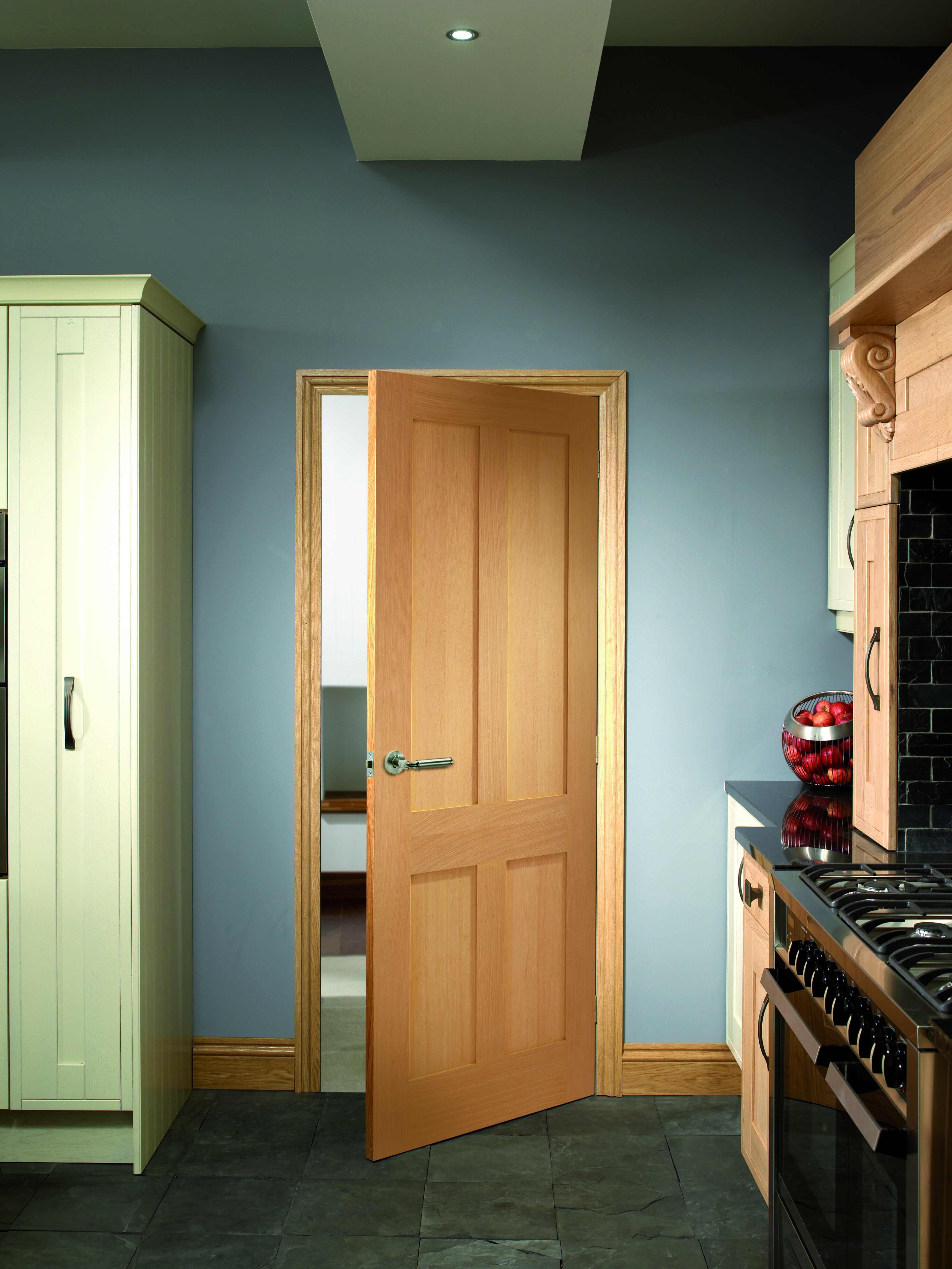 926x2040x44mm Victorian Oak Shaker 4 Panel Door at Vivid Doors