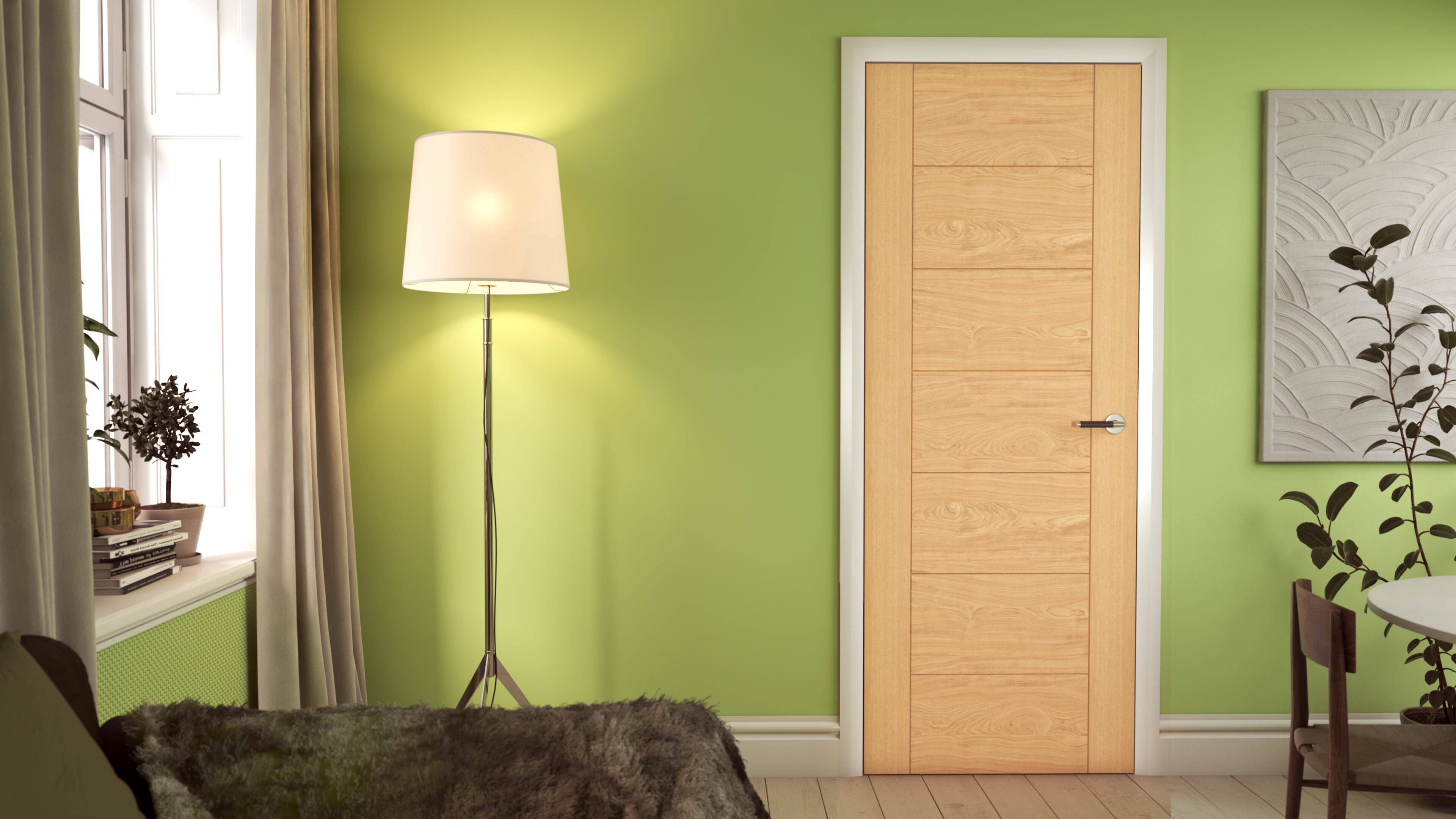 1981 x 610 x 44mm (24") Modern 7 Panel Oak - Prefinished FD30 Fire Door