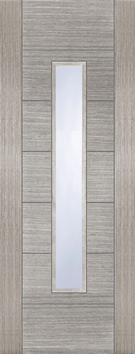 Light Grey Corsica 18G 1 Light Clear Glazed - Prefinished Fire Door