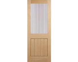 Mexicano Oak Half Light - Clear with Frosted Lines Fire Door