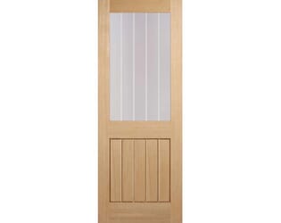 Mexicano Oak Half Light - Clear with Frosted Lines Fire Door by LPD