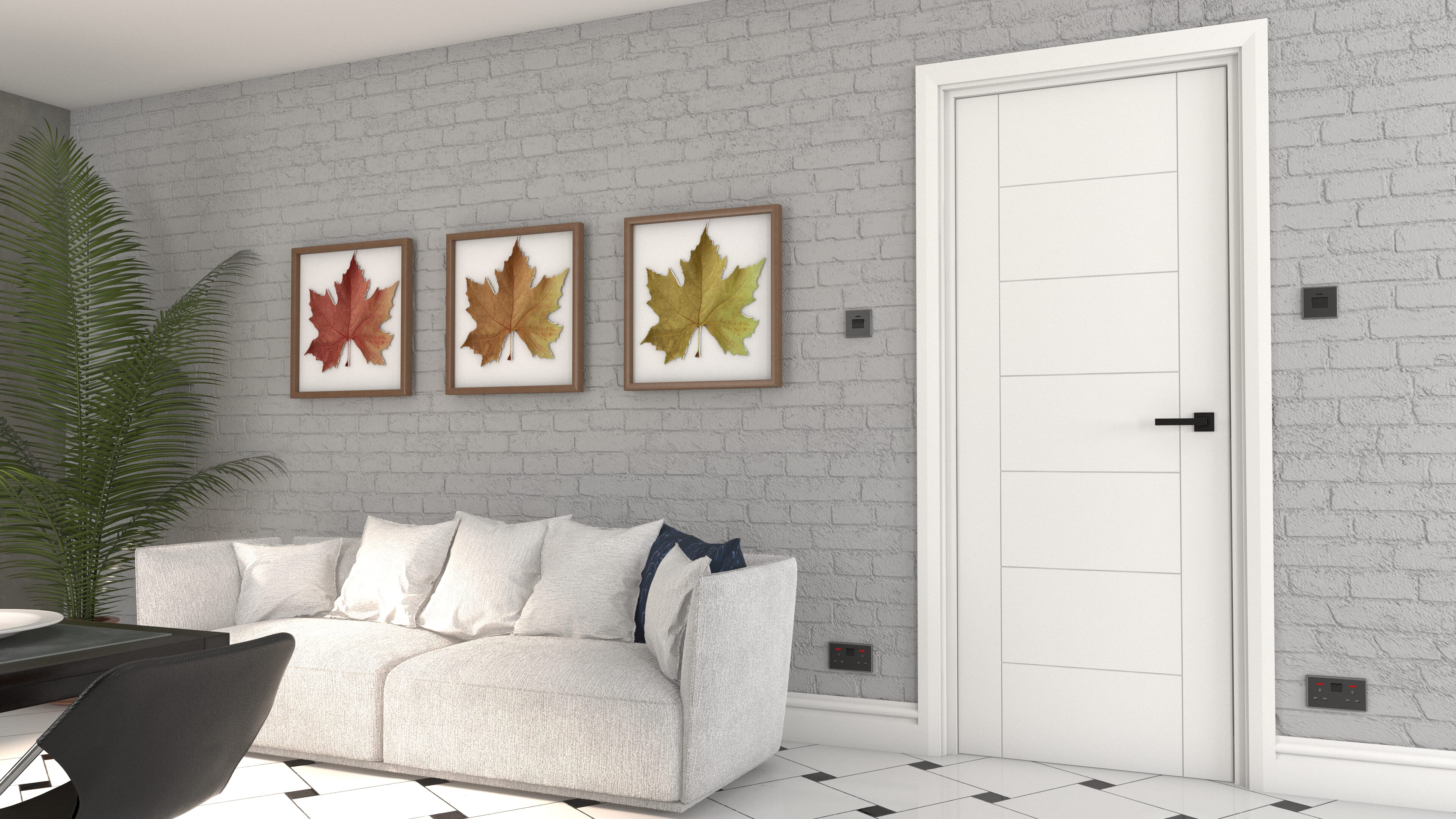 Modern 7 Panel White Fire Door
