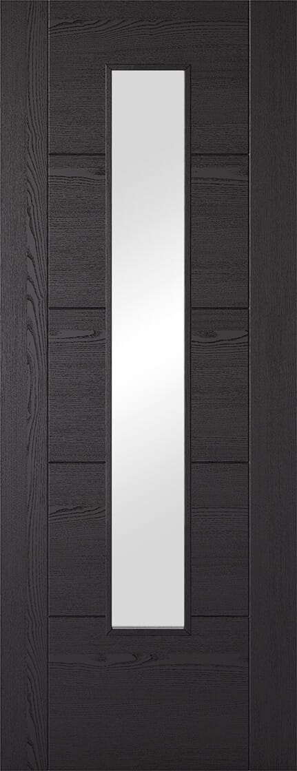 Vancouver Black 1 Light - Clear Glass Prefinished Fire Door