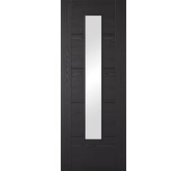 Vancouver Black 1 Light - Clear Glass Prefinished Fire Door