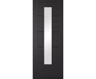 Vancouver Black 1 Light - Clear Glass Prefinished Fire Door