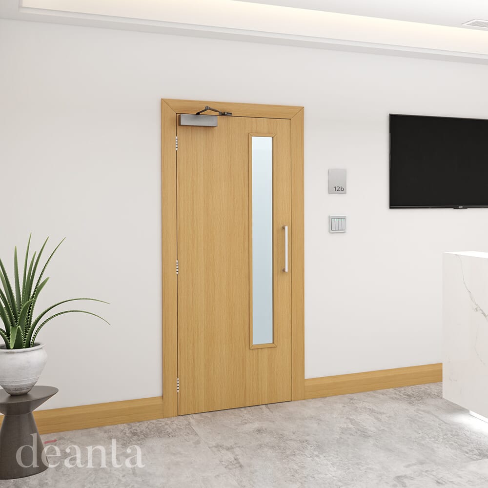 2040mm x 826mm x 54mm Architectural Oak 13 Clear Glazed - Prefinished FD60 Fire Door Blank