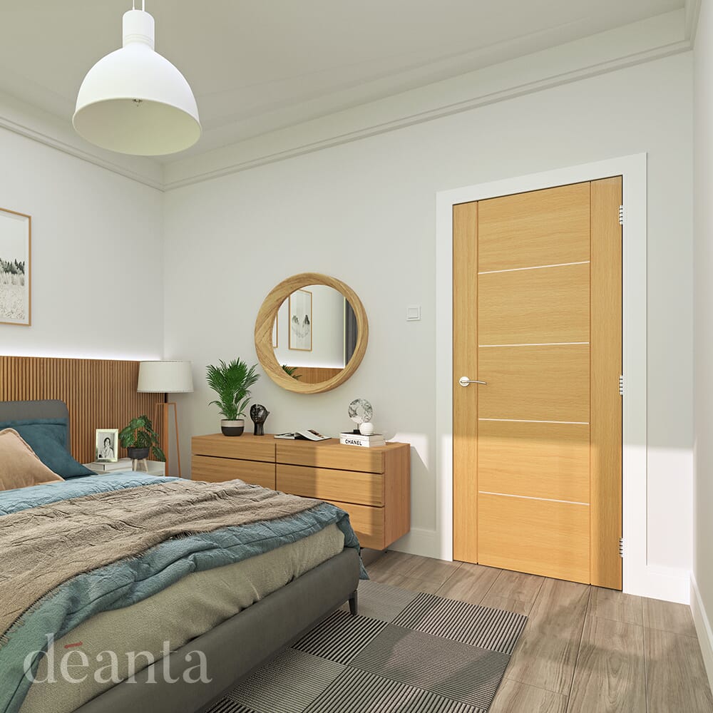 1981mm x 686mm x 44mm (27") Valencia 5 Panel Oak - Prefinished Fire Door