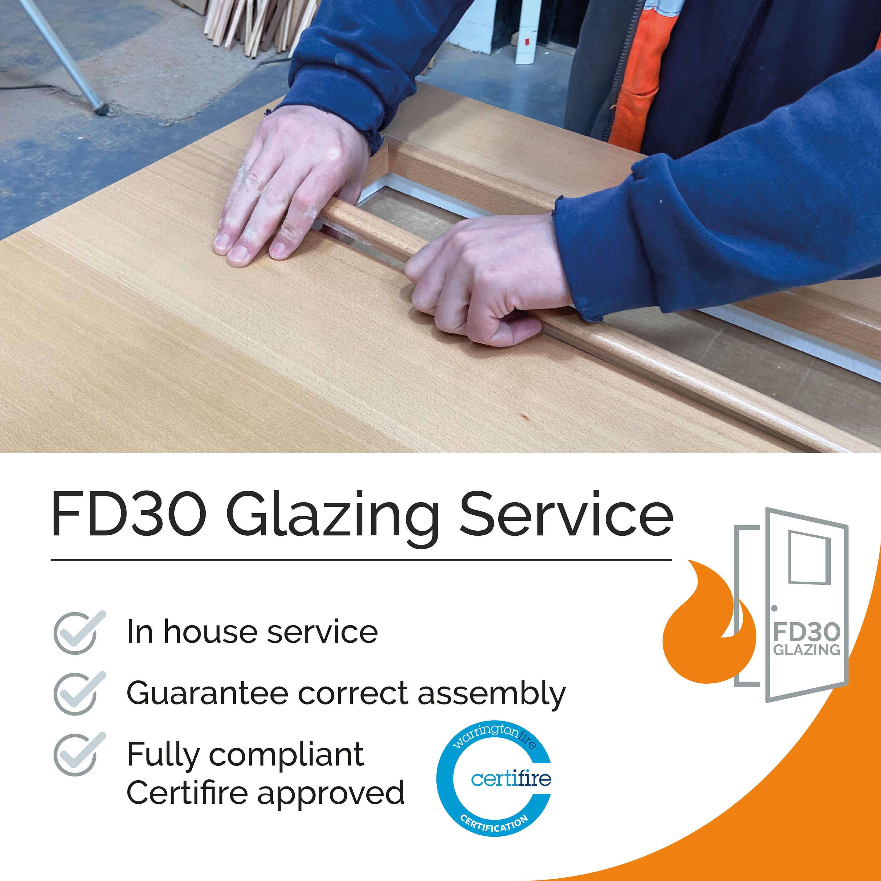 2040 x 926 x 44mm Paint Grade 12G Clear Glazed Fire Door by JB Kind at