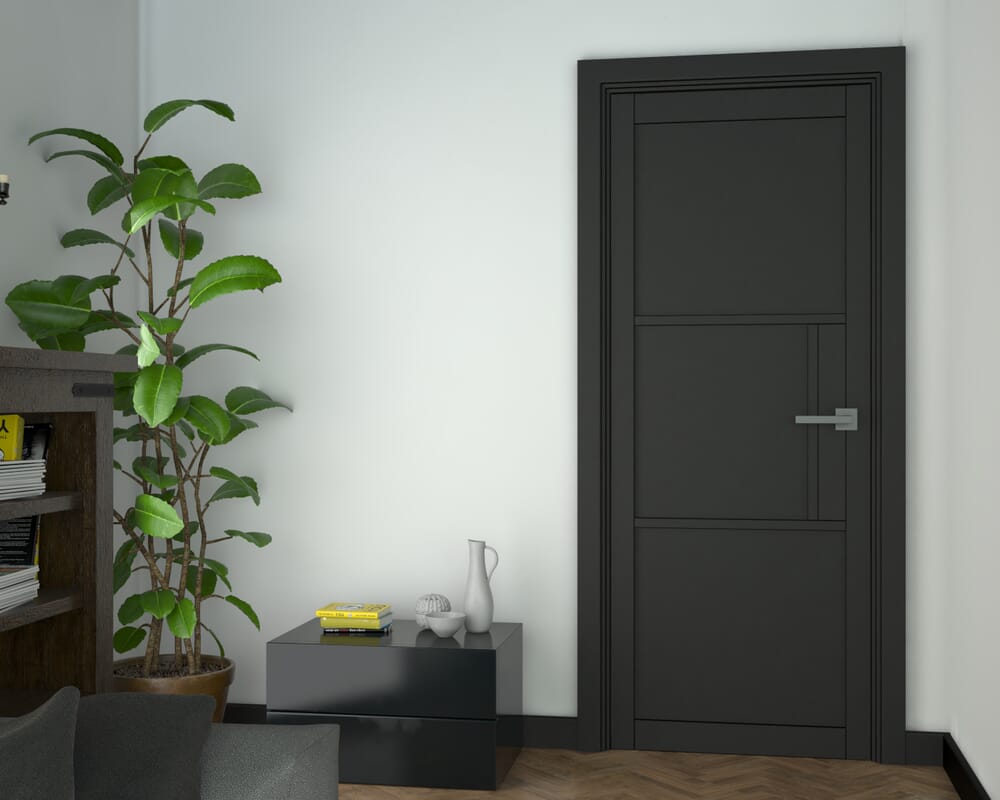 1981 x 686 x 44mm Heritage Black 3 Panel - Prefinished Fire Door