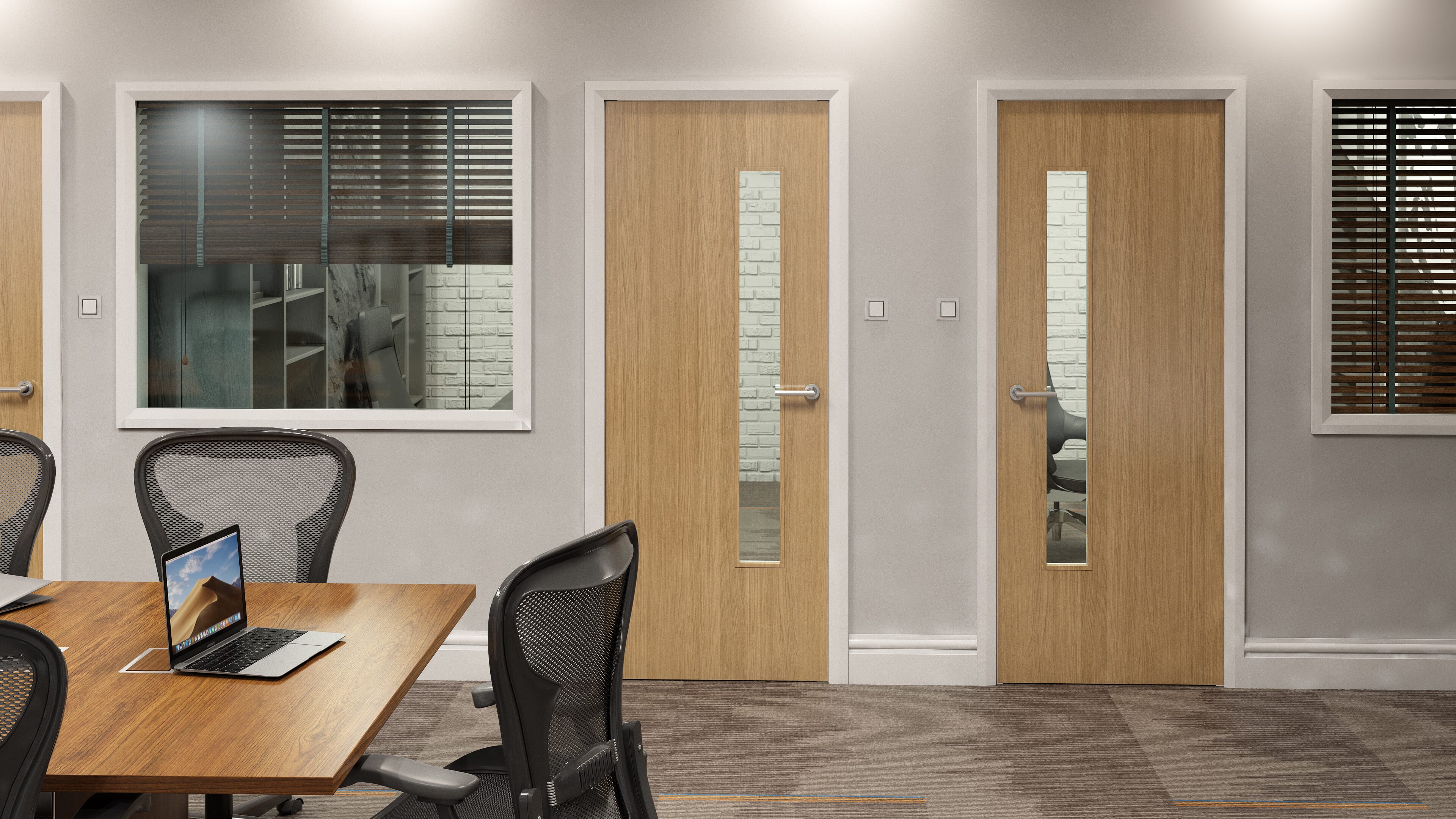 926x2040x44mm Flush Oak Prefinished Solid Core Fire Door
