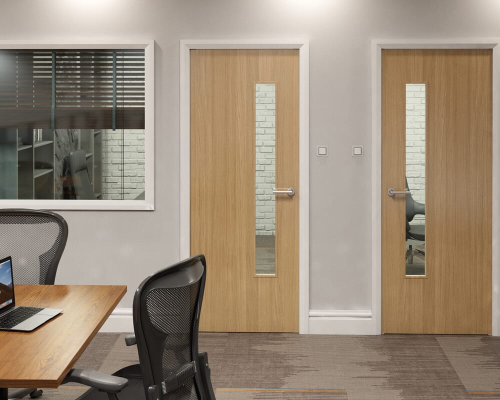 826x2040x44mm Flush Oak Prefinished Solid Core Fire Door