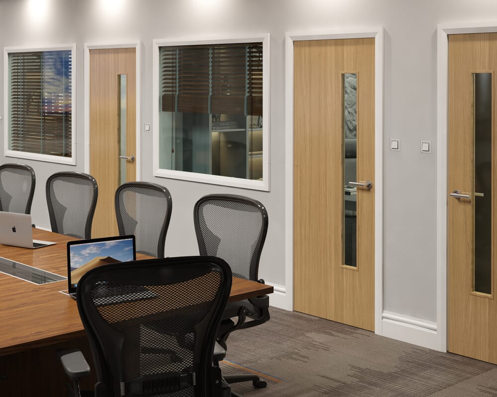 826x2040x44mm Flush Oak Prefinished Solid Core Fire Door