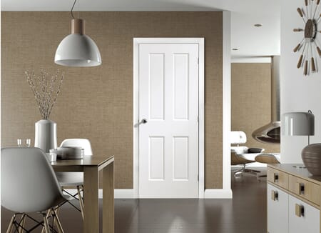 White Moulded Textured 4 Panel Fire Door