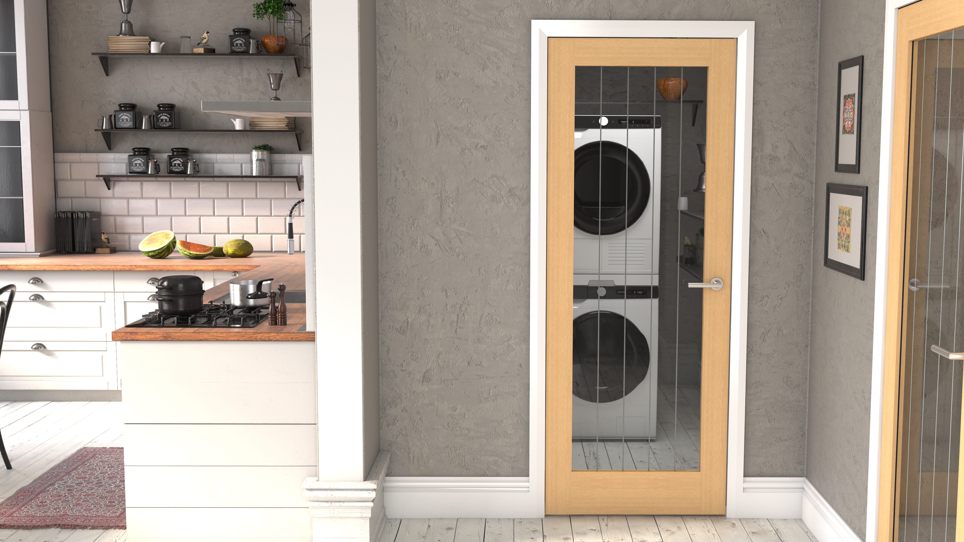 686x1981x44mm (27") Mexicano Oak P10 Brilliant Cut Glazed Fire Door