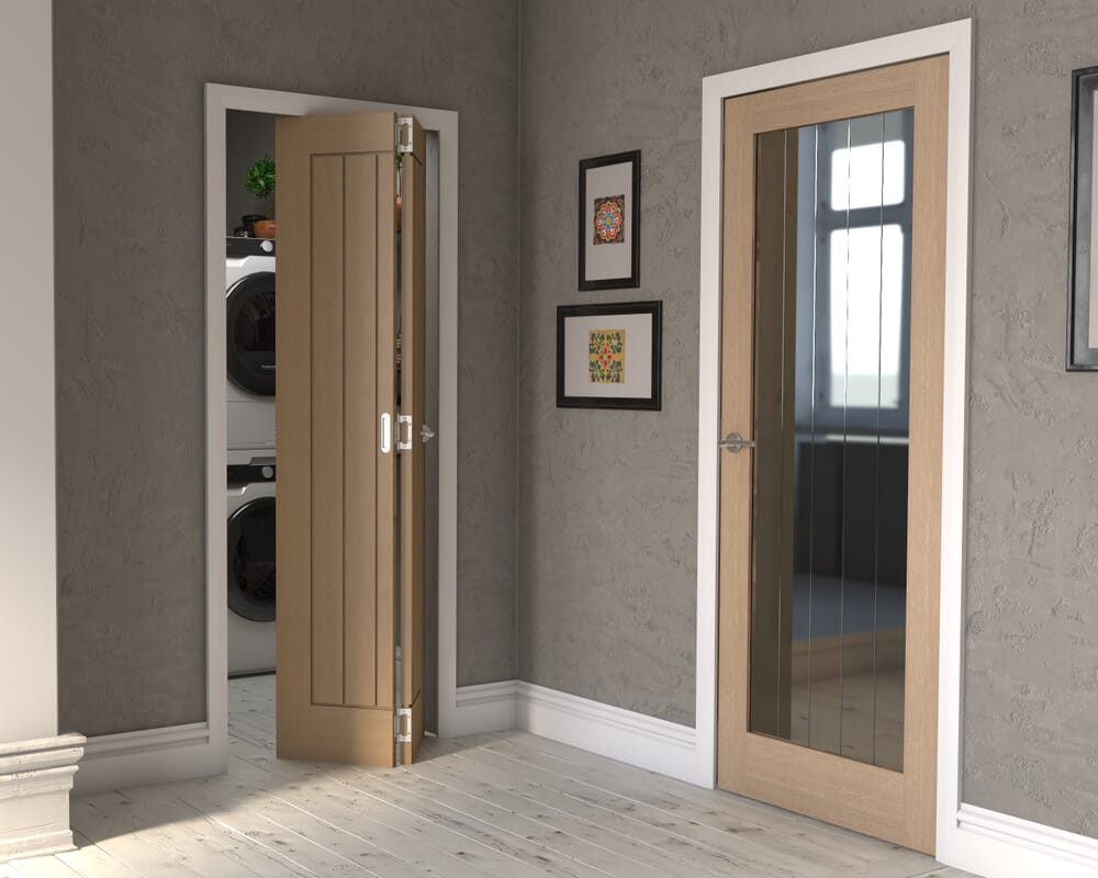 762x1981x44mm (30") Mexicano Oak P10 Brilliant Cut Glazed Fire Door