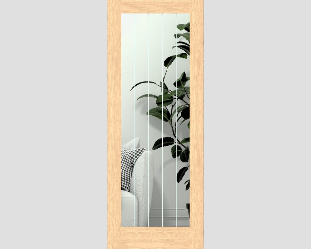 762x1981x44mm (30") Mexicano Oak P10 Brilliant Cut Glazed Fire Door