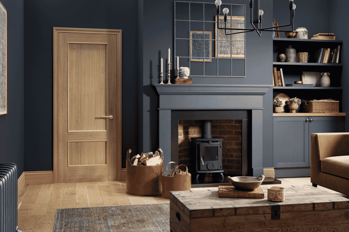 686x1981x44mm (27") Murcia 2 Panel Oak - Prefinished Fire Door