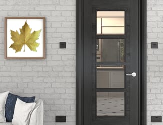 Iseo Black Oak 4 Light Clear Glass - Prefinished Fire Door