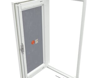 RapidFit White Metal 2 Hour Rated Riser Door with Euro Lock - Left Hinged