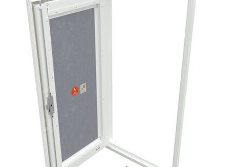 RapidFit White Metal 2 Hour Rated Riser Door with Euro Lock - Left Hinged