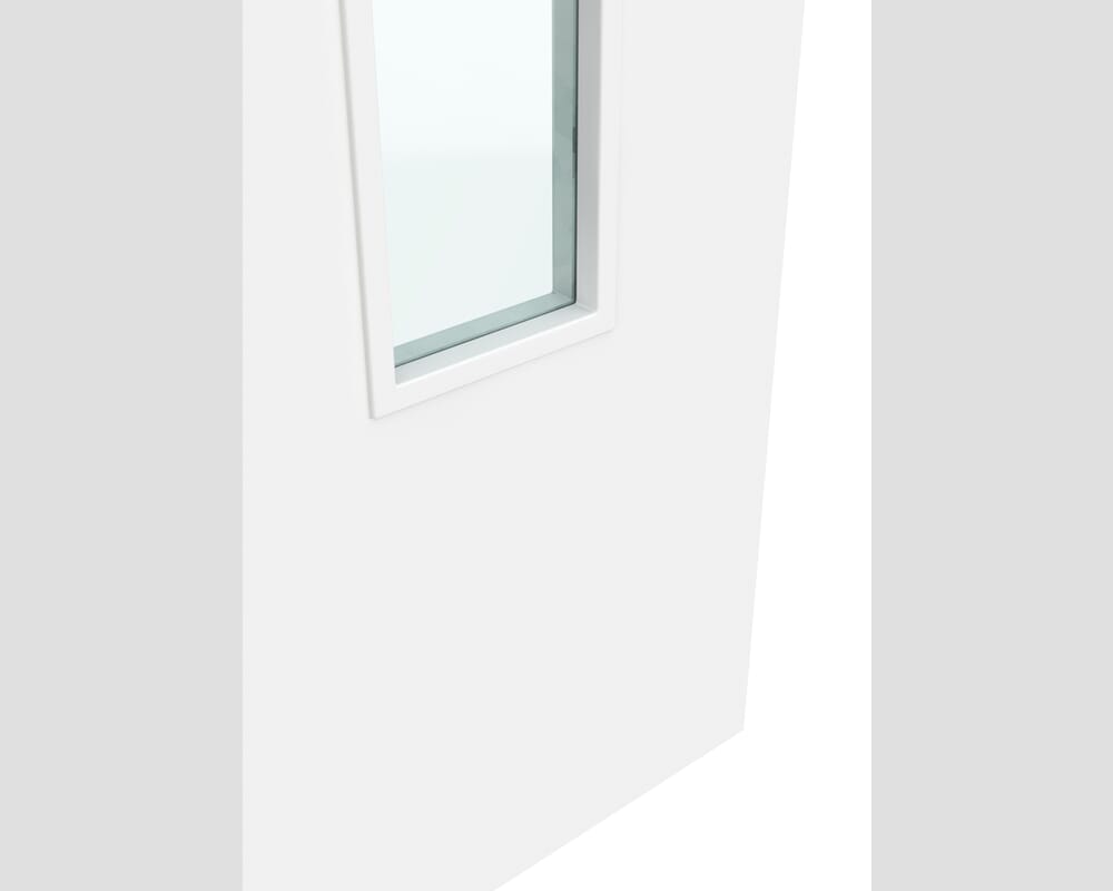 826x2040x44mm Flush White Prefinished 1LOS Clear Glazed Fire Door