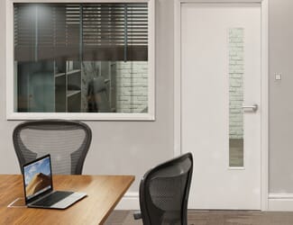 Flush White Prefinished 1LOS Clear Glazed Fire Door