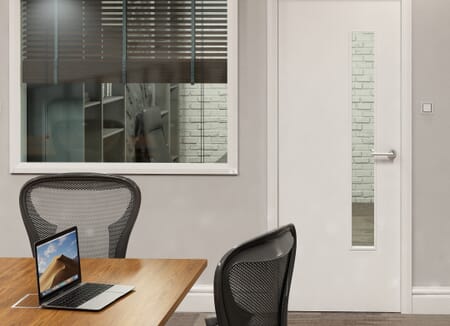 Flush White Prefinished 1LOS Clear Glazed Fire Door