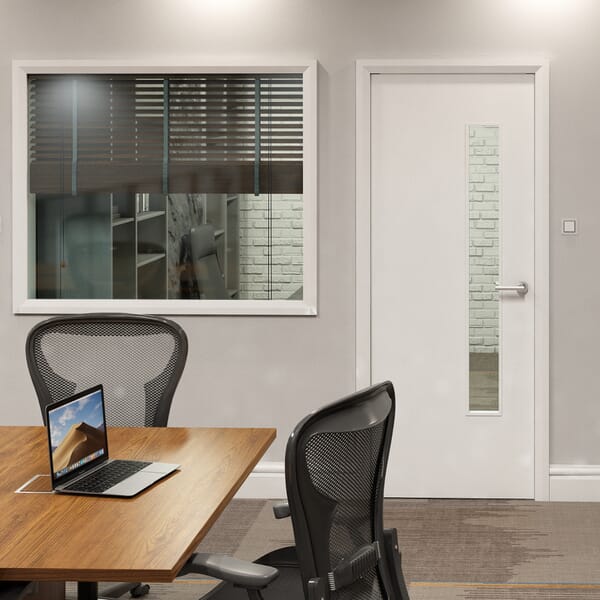Flush White Prefinished 1LOS Clear Glazed Fire Door