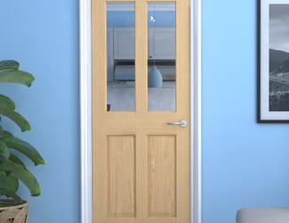 Traditional Victorian Oak 4 Panel Clear Glazed Fire Door