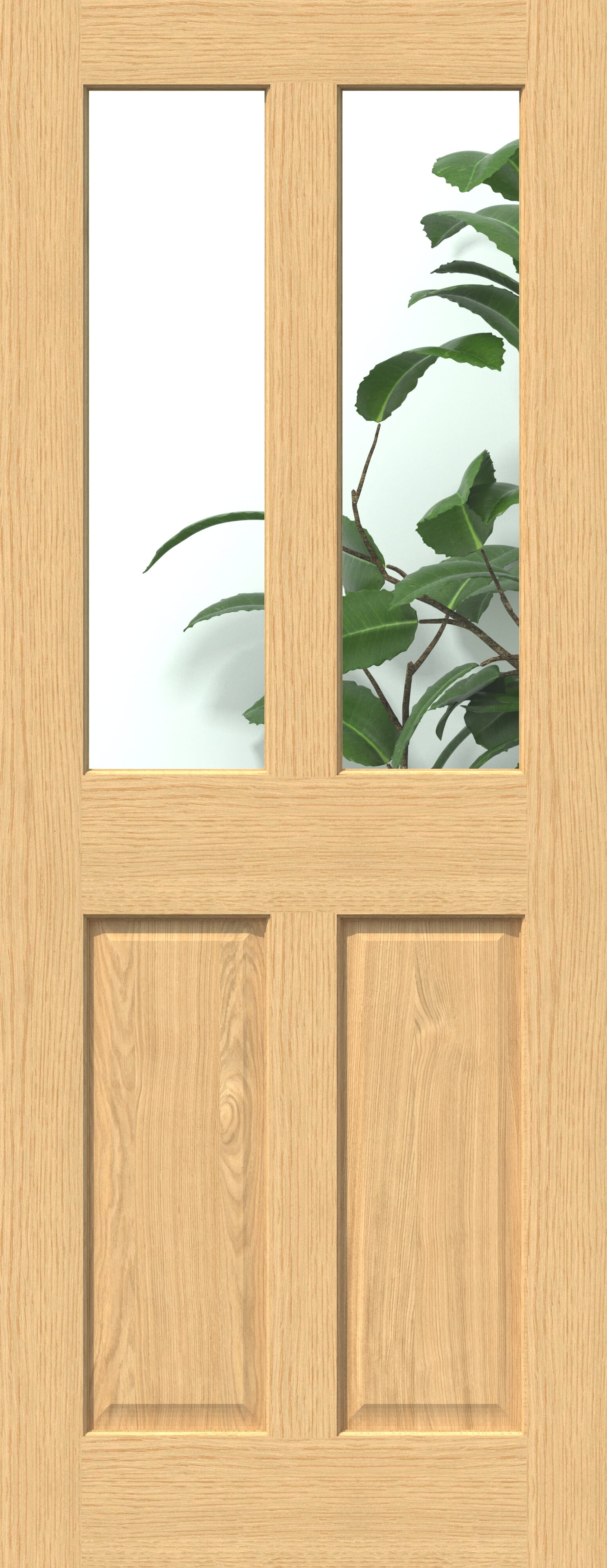 Traditional Victorian Oak 4 Panel Clear Glazed Fire Door