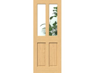 Traditional Victorian Oak 4 Panel Clear Glazed Fire Door