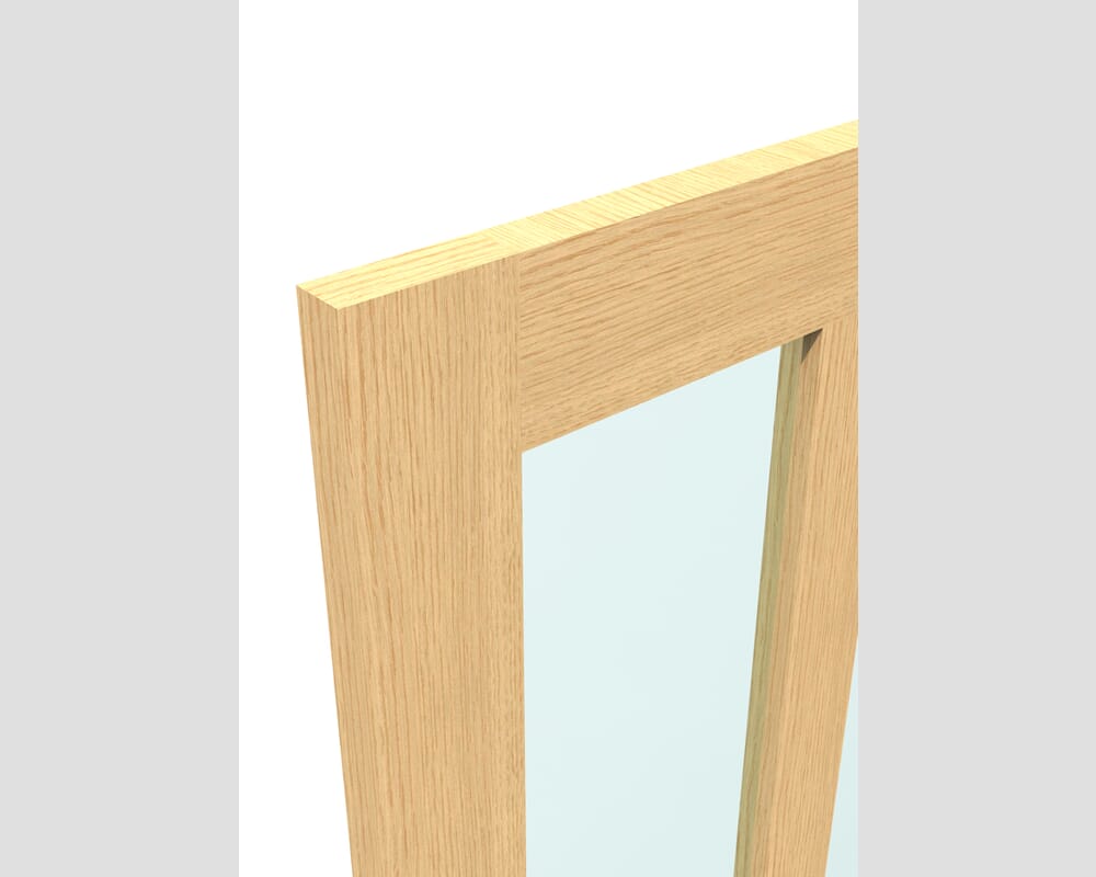 762x1981x44mm (30") Oak Victorian 4 Panel Shaker - Clear Glass Fire Door